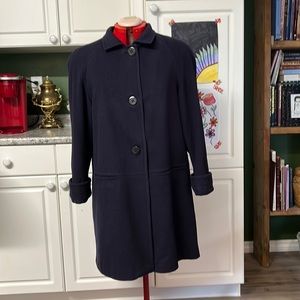 London Fog Navy Single-Breasted Wool Coat